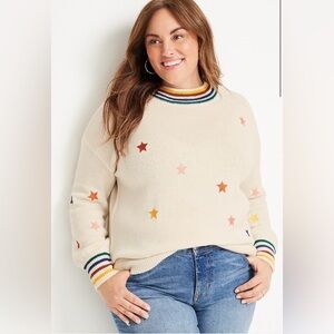 Maurice’s Rainbow Trim Star Embroidered Sweater - Size XL